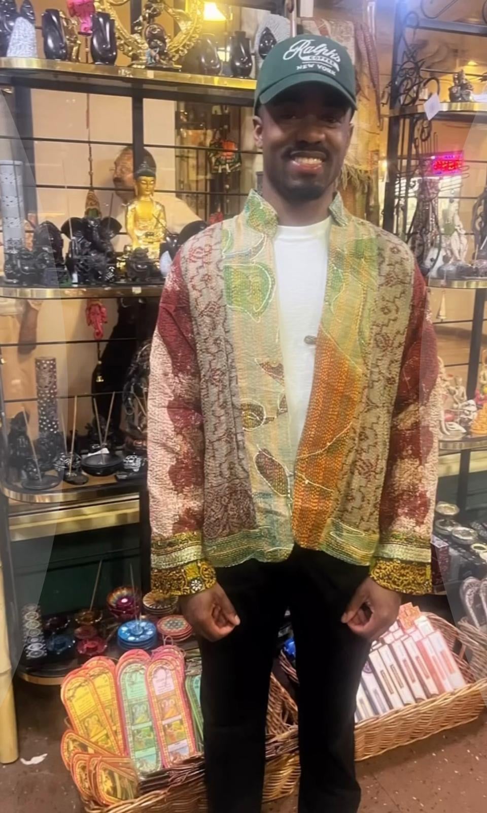 Man in colorful patterned jacket