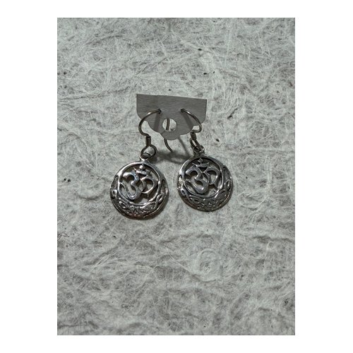 Om Symbol Silver Earrings