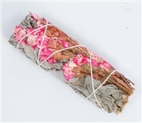 White Sage Pink Flower Smudge Bundle