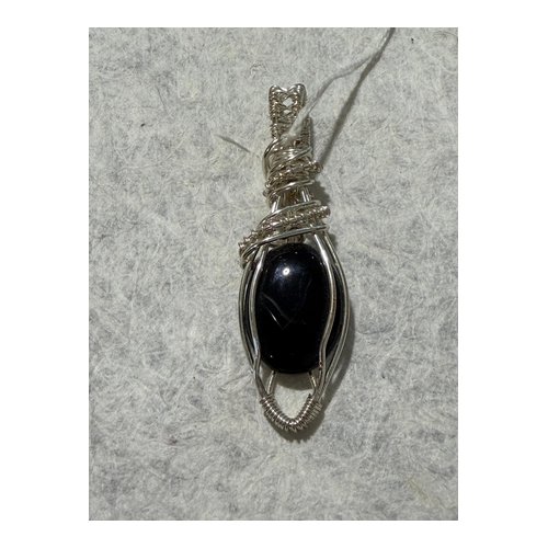 Black Onyx Wire Wrapped Pendant