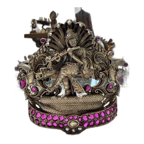 Lord Krishna Peacock Silver Statue