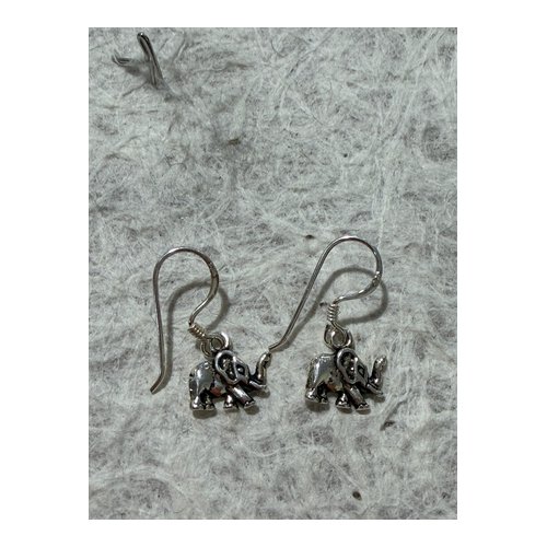 Silver Elephant Drop Earrings