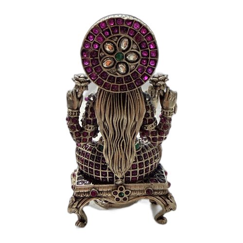 Silver Peacock Deity Statue