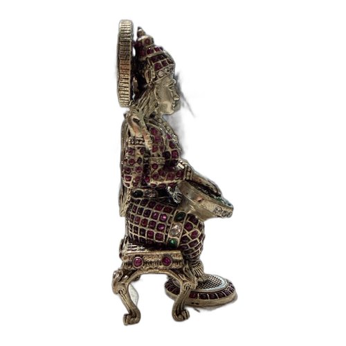 Silver Peacock Gemstone Statue