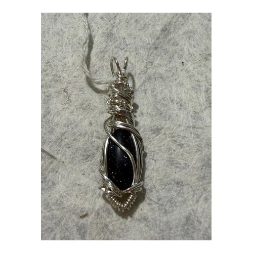 Silver Wire Wrapped Black Tourmaline Pendant